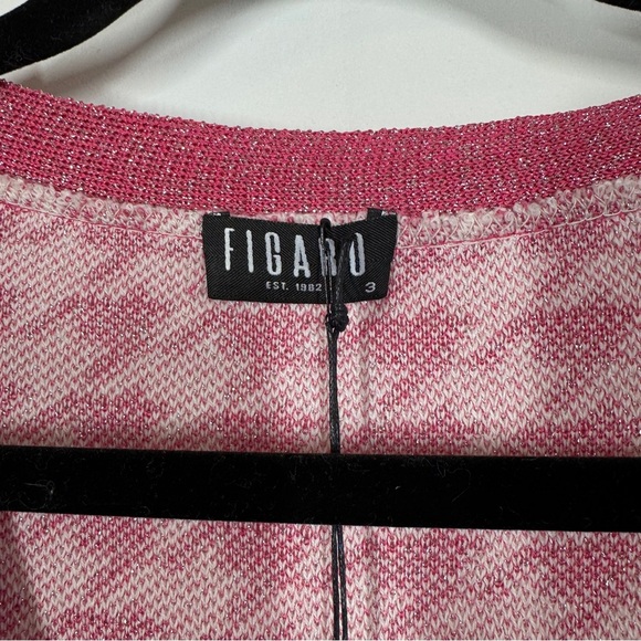 FIGARO Pink White Houndstooth Cardigan Dress Size 3 Long Sleeve Made in Greece - Picture 8 of 14